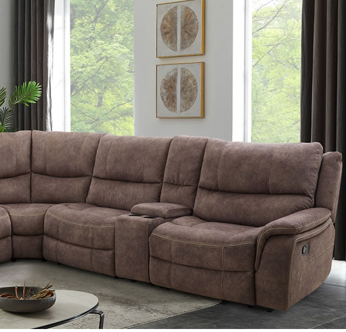 Jerominus Transitional Upholstered Motion Sectional - Dark Brown