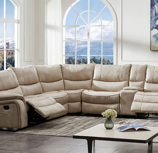 Jerominus Transitional Upholstered Motion Sectional - Beige