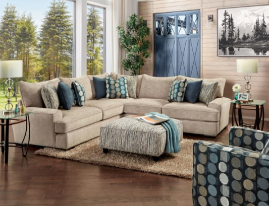 Eastleigh Transitional Chenille Sectional - Tan