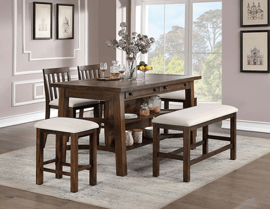 Fredonia 6-Piece Counter Height Dining Set - Rustic Oak