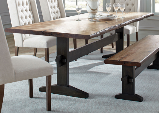 Bexley Rectangular Live Edge Dining Set Natural Honey and Espresso
