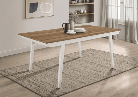 Nogales Rectangular Wood Dining Table Natural Acacia And Off White