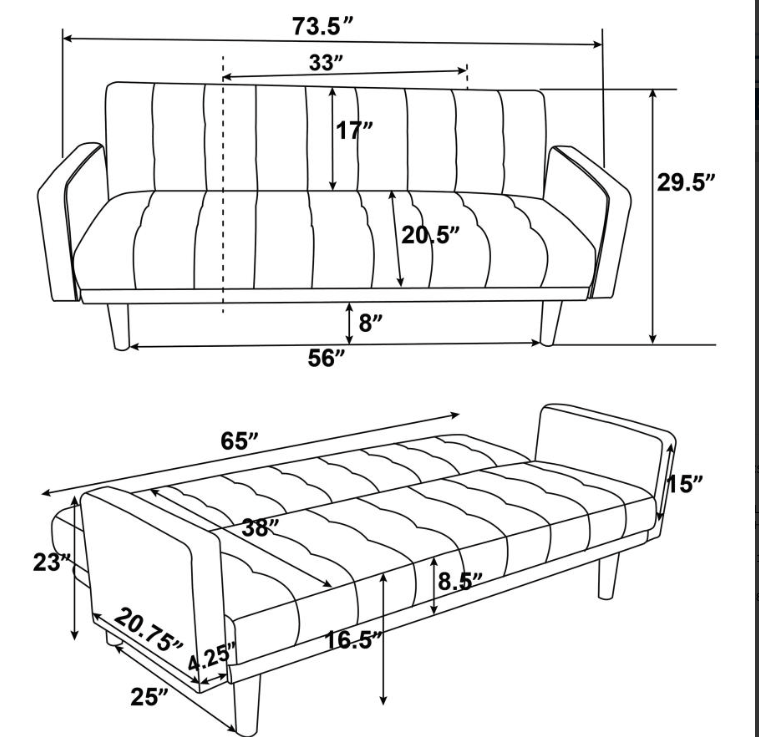 Skyler Transitional Grey Sofa Bed