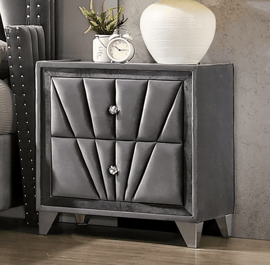 Carissa Transitional Glass Top Nightstand - Gray