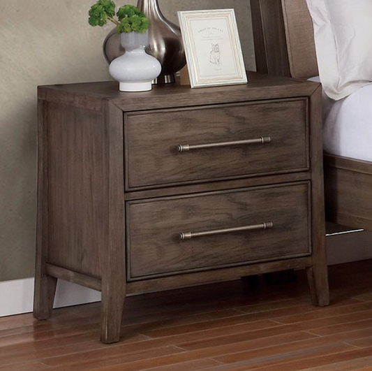 Tawana Transitional Nightstand with Tapered Legs - Warm Gray