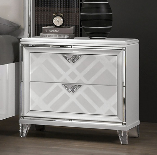 Emmeline Contemporary Nightstand with Acrylic Feet - White