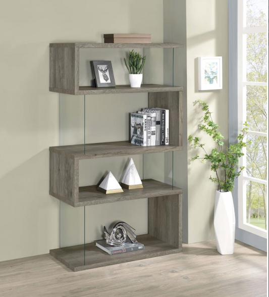 Emelle 4-Shelf Bookcase With Glass Panels