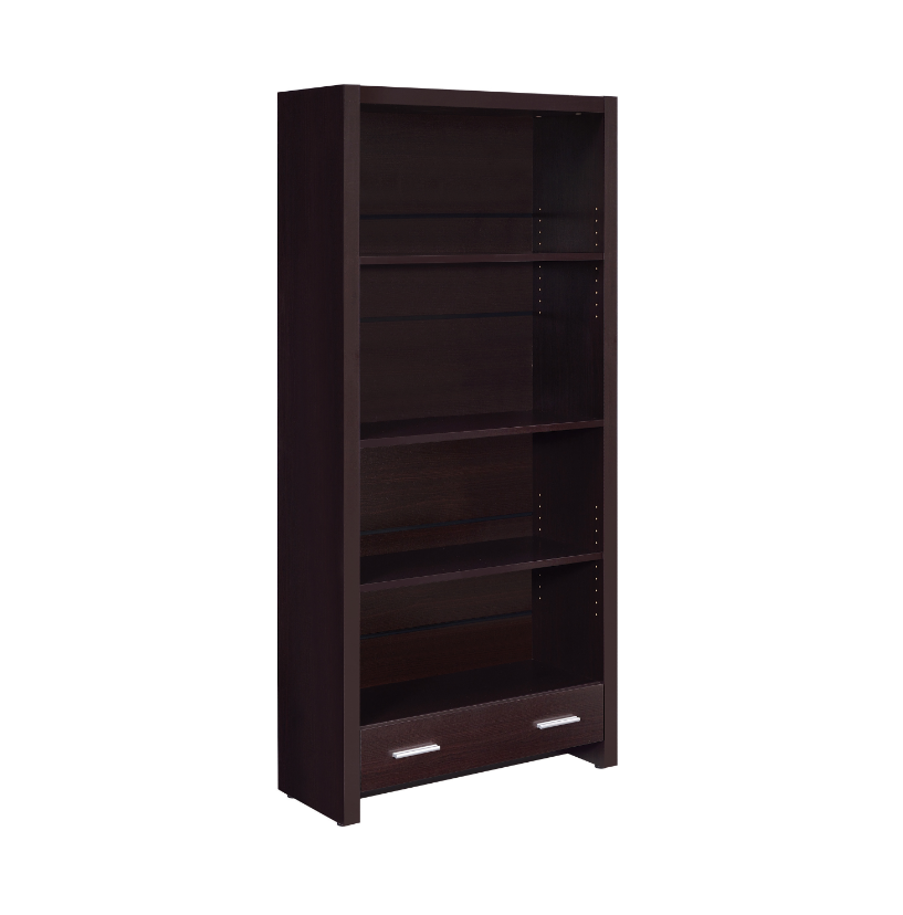 Skylar 5-Shelf Bookcase With Storage Drawer Cappuccino