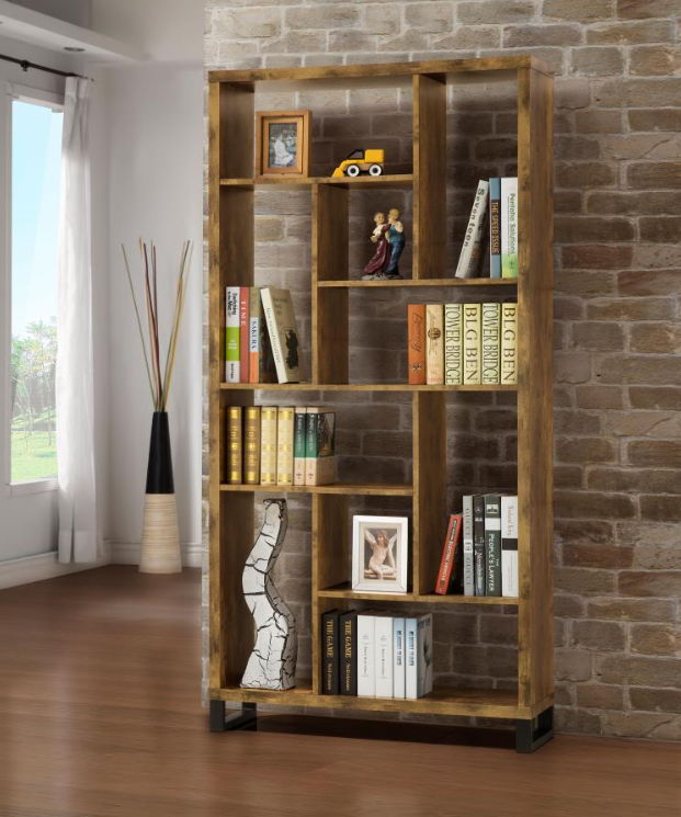 Delwin 10-shelf Bookcase Antique Nutmeg