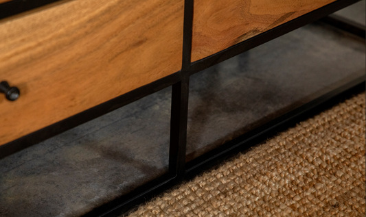 Belcroft 4-Drawer Etagere Natural Acacia And Black