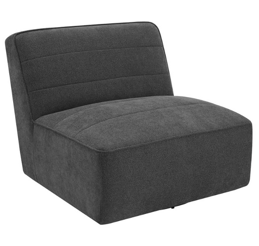 Cobie Upholstered Swivel Armless Chair Dark Charcoal