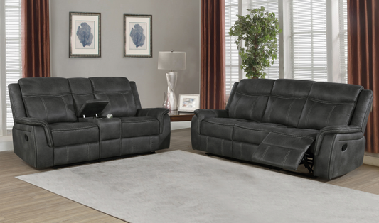 Lawrence Upholstered Tufted Back Motion Sofa & Loveseat Set