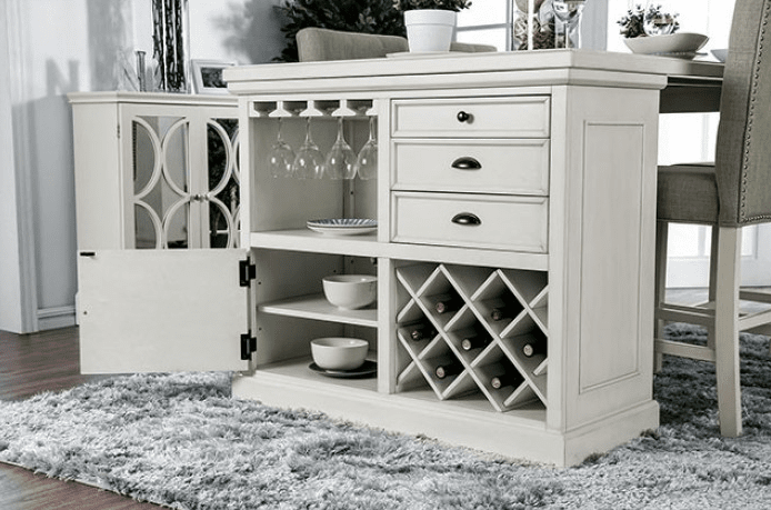 Sutton White Counter Height Dining Set with Wine Storage