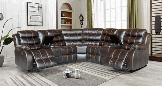 Laughton Double Console Reclining Sectional - Brown