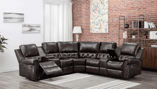 Maria Double Console Reclining Sectional - Brown