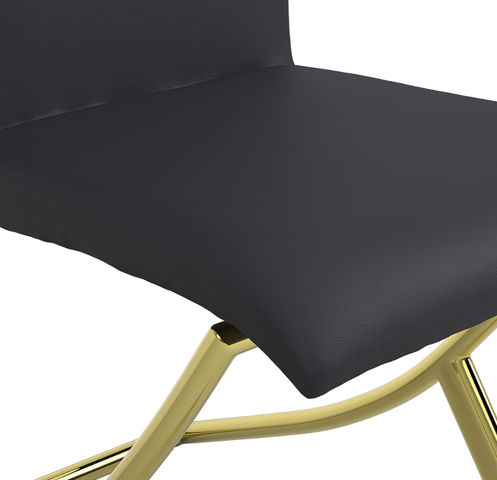 Armand Black Dining Chairs w- Brass Legs Set of 4