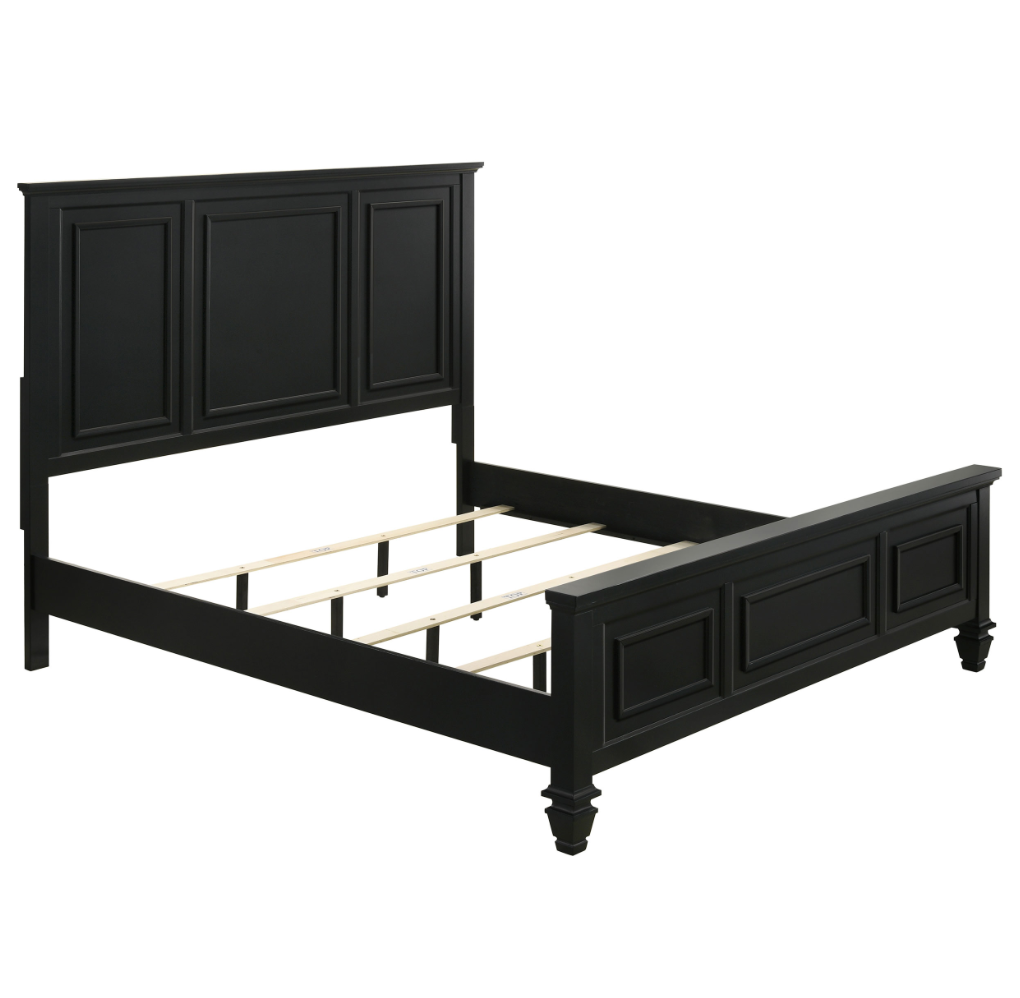 Sandy Beach II Black Cottage Style Queen Panel Bed