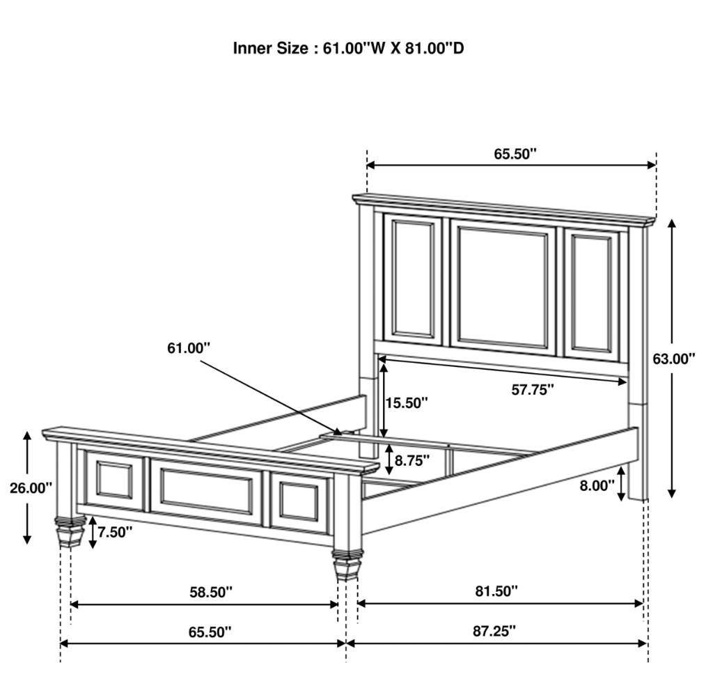 Sandy Beach Queen Panel Bed with High Headboard