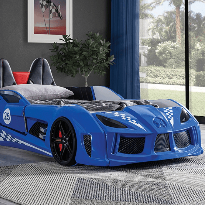 Trackster Race Car Novelty Bed - Blue
