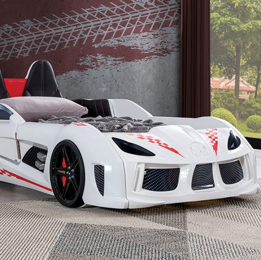 Trackster Race Car Novelty Bed - White
