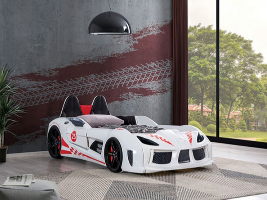 Trackster Race Car Novelty Bed - White