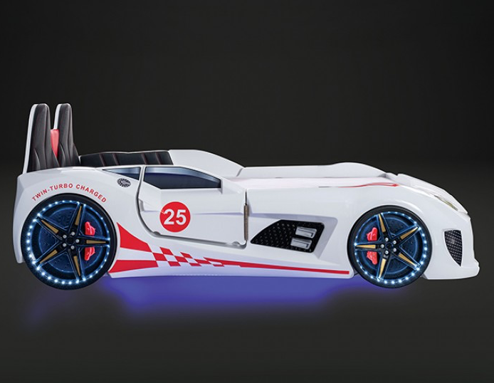 Trackster Race Car Novelty Bed - White