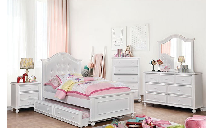 Olivia Traditional Twin Bedroom Set - White