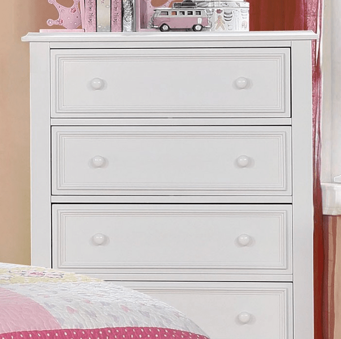 Olivia Traditional Twin Bed with Upholstered Headboard - White