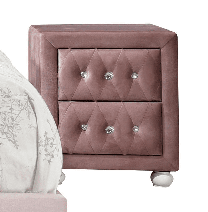 Reggie Twin Size Upholstered Bedroom Set - Pink