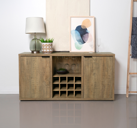 Jamestown 2-Door Dining Sideboard Buffet With Wine Storage Mango Brown