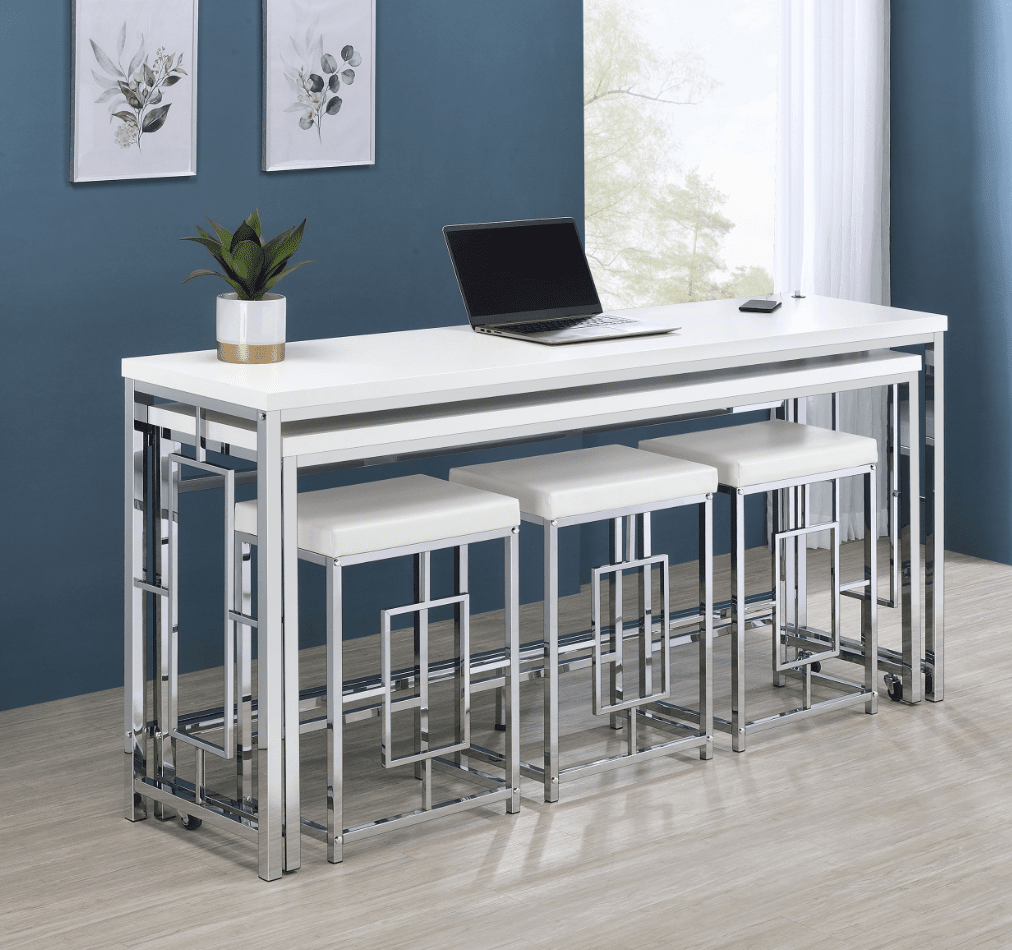 Jackson 5-Piece Multipurpose Counter Height Table Set White And Chrome