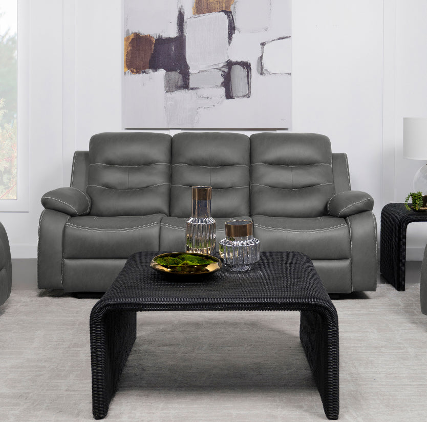 Nova Upholstered Motion Reclining Sofa Dark Grey