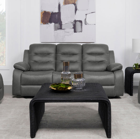 Nova Upholstered Motion Reclining Living Room Set Dark Grey