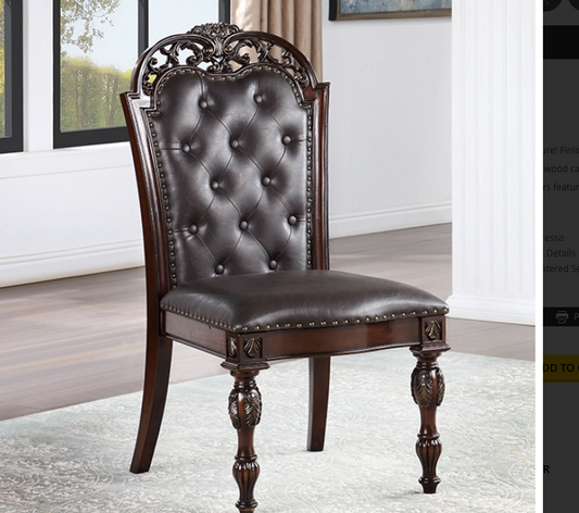 Nouvelle Traditional Dining Side Chair - Brown Cherry & Espresso Set of 2