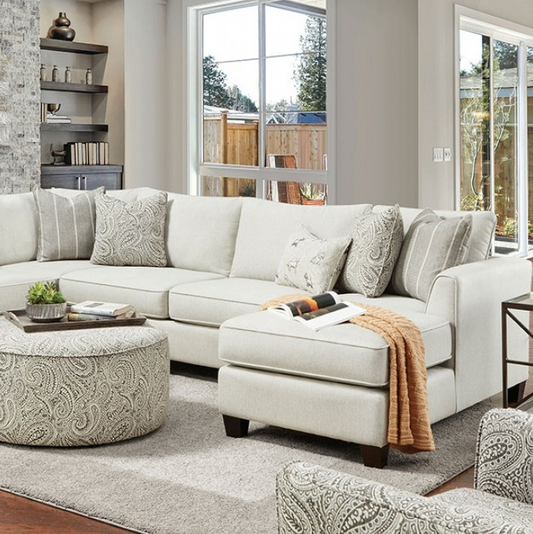 Furniture of America Pocklington Ivory Chenille Sectional