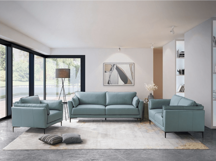 Acme Mesut Modern Italian Leather Sofa - Sage Green