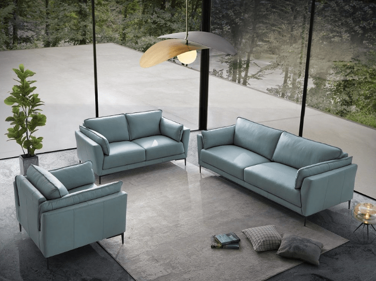Acme Mesut Modern Italian Leather Sofa - Sage Green