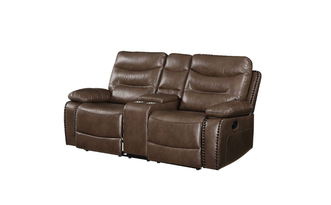 Aashi Soft Leather-Gel Match Motion Sofa - Brown