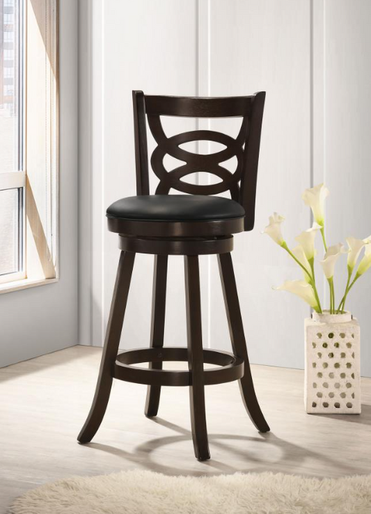 Swivel Bar Stools With Upholstered Seat Cappuccino Set Of 2