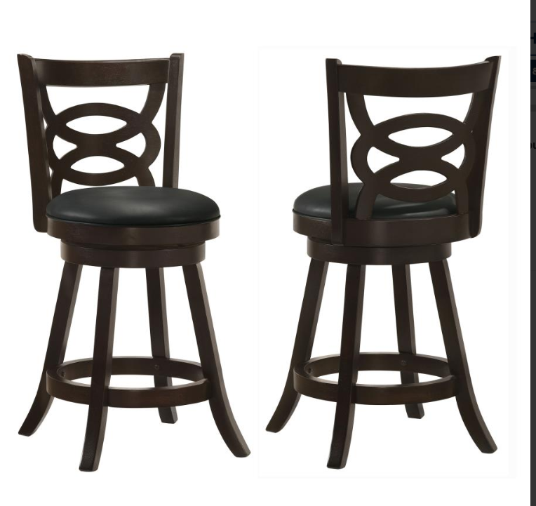 Calecita Swivel Counter Height Stools With Upholstered Seat Cappuccino Set Of 2