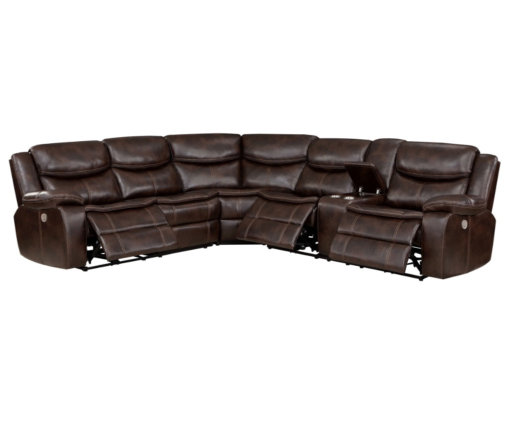 Sycamore Upholstered Power Reclining Sectional Sofa Dark Brown