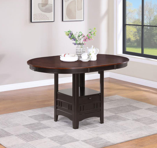 Lavon Oval Counter Height Table - Light Chestnut & Espresso