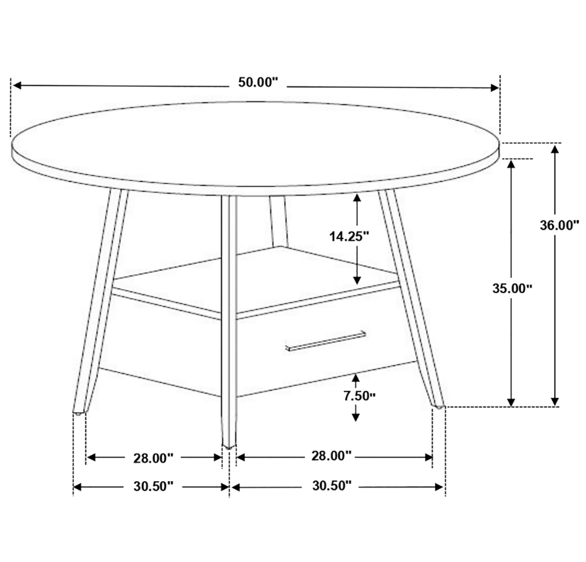 Gibson Round 5-Piece Counter Height Dining Set Yukon Oak And Black