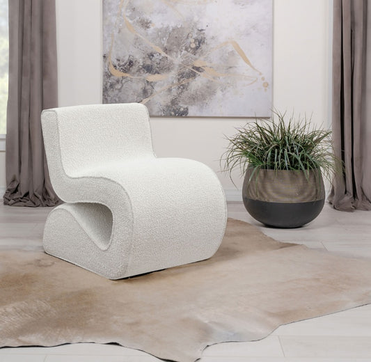 Ronea Boucle Upholstered Armless Curved Accent Chair Cream