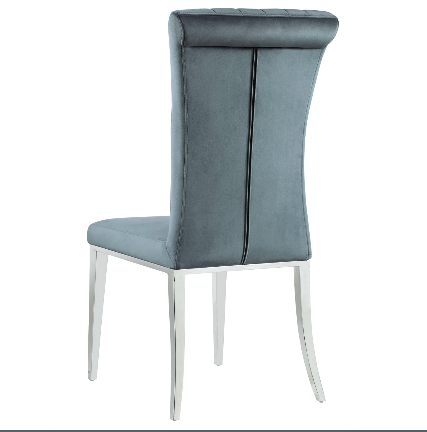 Beaufort 5-Piece Chrome & Glass Dining Set with Dark Grey Velvet Chairs