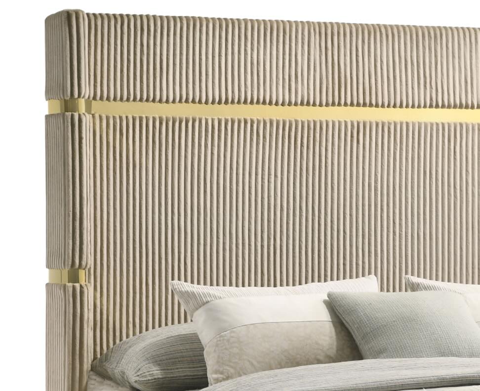 Lucia Modern Queen Wingback Panel Bedroom Set - Beige