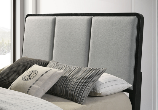 Arini Queen Bed With Upholstered Headboard Black And Grey