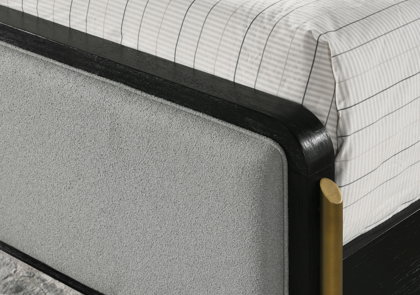 Arini Queen Bed With Upholstered Headboard Black And Grey