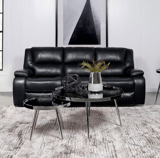 Camila Black Leatherette Motion Reclining Living Room Set