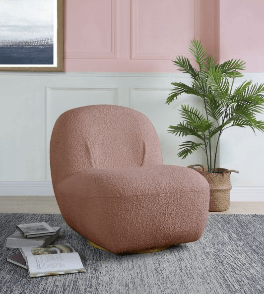 ACME Yedaid Accent Chair w/Swivel in Pink Teddy Sherpa AC00232